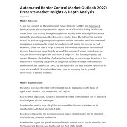 Automated Border Control Market Outlook 2027: Presents Market Insights & Depth Analysis – Telegraph
