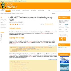 ASP.Net TreeView Automatic Numbering using CSS
