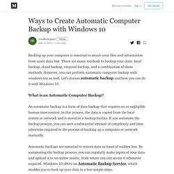 Ways to Create Automatic Computer Backup with Windows 10