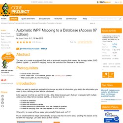 Automatic WPF mapping to Database (Access 07 edition)