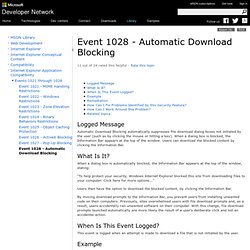 Event 1028 - Automatic Download Blocking (Internet Explorer)