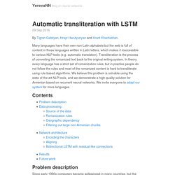 Automatic transliteration with LSTM · YerevaNN