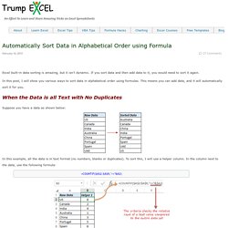 Automatically Sort Data in Alphabetical Order using Formula