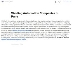 Welding Automation Companies In Pune — Teletype