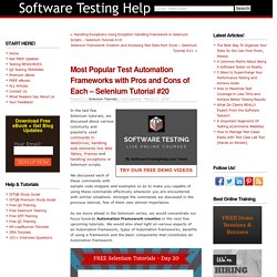 Most Popular Test Automation Frameworks with Pros and Cons of Each – Selenium Tutorial #20