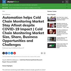 Automation helps Cold Chain Monitoring Market Stay Afloat despite COVID-19 Impact