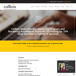 Callbox Multi-Channel Marketing Program and Marketing Automation Platform: Partnering for 33% Sales Increase in Sydney IP Services - B2B Lead Generation Company Malaysia