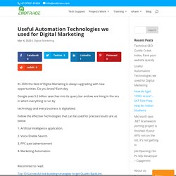 Useful Automation Technologies we used for Digital Marketing