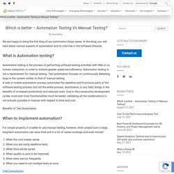 Automation Testing Vs Manual Testing