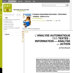 L'analyse automatique des textes : information - analyse - action