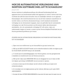 HOE DE AUTOMATISCHE VERLENGING VAN NORTON-SOFTWARE SNEL UIT TE SCHAKELEN? – Telegraph