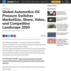 May 2021 Report On Global Automotive Oil Pressure Switches Market Size, Share, Value, and Competitive Landscape 2021