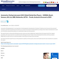 Automotive Testing Instrument 2021 Global Market Key Players – HORIBA, Bosch, Siemens, AVL List, ABB, Meidensha, ACTIA – Trends, Analysis & Forecast to 2025