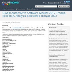 Global Automotive Software Market 2017 Trends, Research, Analysis & Review Forecast 2022