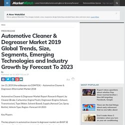 Automotive Cleaner & Degreaser Market 2019 Global Trends, Size, Segments, Emerging Technologies and Industry Growth by Forecast To 2023