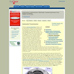 Automotive Transmissions, ProQuest Discovery Guides