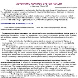 AUTONOMIC NERVOUS SYSTEM EVALUATION
