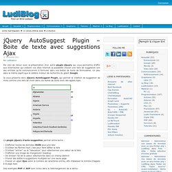 jQuery AutoSuggest Plugin – Boite de texte avec suggestions Ajax