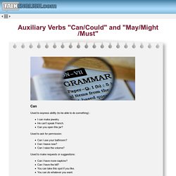 Auxiliary Verbs "Can/Could," "May/Might/Must" - Basic English Grammar