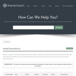 Avada Shortcode List