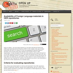 Availability of Foreign Language materials in OER repositories