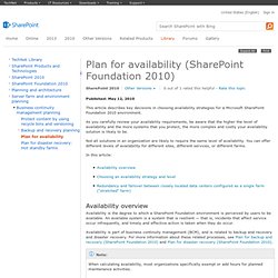 Plan for availability (SharePoint Foundation 2010)