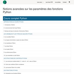 Notions avancées sur les paramètres des fonctions Python