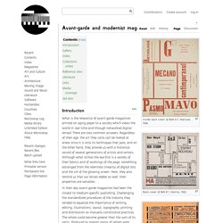 Avant-garde and modernist magazines - Monoskop