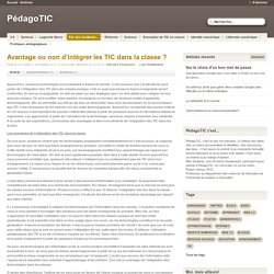 Avantage ou non d'intégrer les TIC dans la classe ? - PédagoTIC