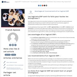 Avantages et inconvénients d’un logiciel ERP - BG Partners