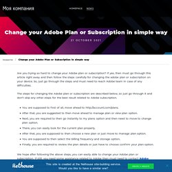 Change your Adobe Plan or Subscription in simple way