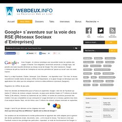 Google+ s’aventure sur la voie des RSE (Réseaux Sociaux d’Entreprises)