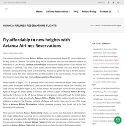 Avianca Airlines Reservations Flights