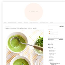 Pea and avocado soup with watercress and snow pea sprouts