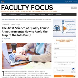 Avoiding the Trap of the Info Dump for Online Course Announcements