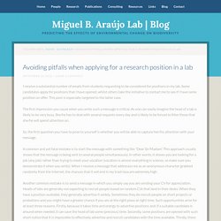 Avoiding pitfalls when applying for a research position in a lab