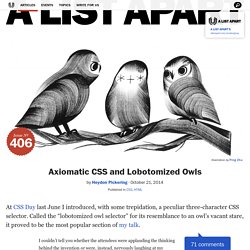 Axiomatic CSS and Lobotomized Owls