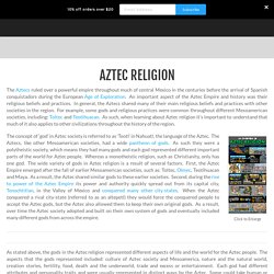 Aztec Religion - History Crunch - History Articles, Summaries, Biographies, Resources and More