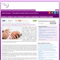 Baby Formula: What They Wont Tell You About Baby Formula