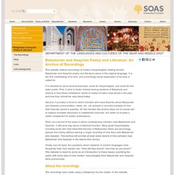 BAPLAR: Babylonian and Assyrian Poetry and Literature: An Archive of Recordings: SOAS