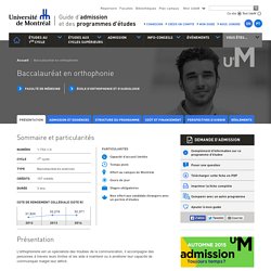 Baccalauréat en orthophonie - Université de Montréal