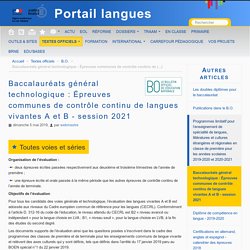 Baccalauréats général technologique : Épreuves communes de contrôle continu de langues vivantes A et B - session 2021