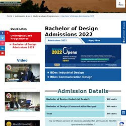 Bachelor of Design Admissions 2020 - Department of Design