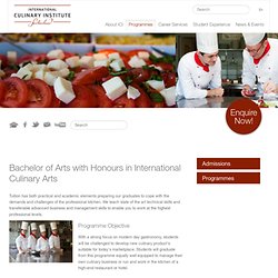 Bachelor of Arts with Honours in International Culinary Arts