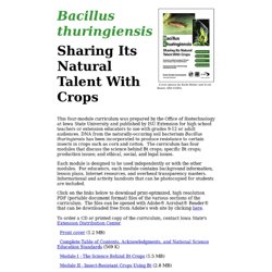 Bacillus thuringiensis - Sharing Its Natural Talent With Crops