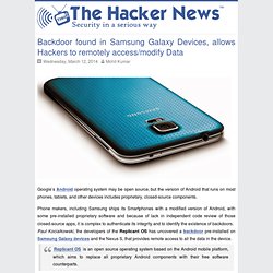 Backdoor found in Samsung Galaxy Devices, allows Hackers to remotely access/modify Data