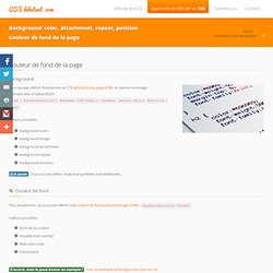 Mettre une image en fond d'une page en CSS (background-color image attachment repeat position)