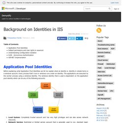 Background on Identities in IIS – Demystify