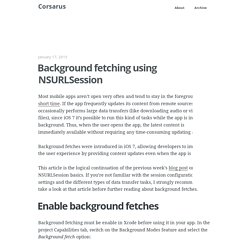 Background fetching using NSURLSession - Corsarus