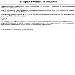 Background Processes in Unix/Linux